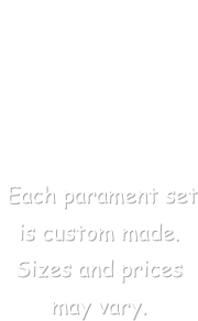 This banner is  appliqued cotton on Silk.
 Size 22 x 90

 Each parament set is custom made. Sizes and prices may vary.
